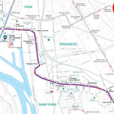 Tracé de la ligne T 10 © Sytral Mobilité