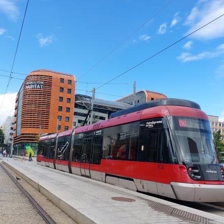 Rame Stadler Tango 104 du RhônExpress au terminus Part Dieu-Vilette